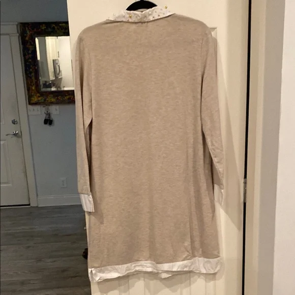 Chic Beige Sweater Dress with White Collar - Picture 10 of 10